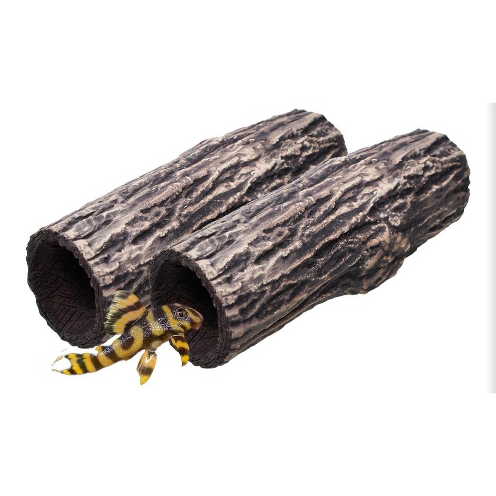 Pleco Cave Breeding Log 2 Pcs Ceramic Aquarium Shelter Fish Tank 5.5x1.5"